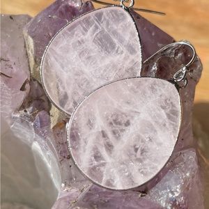 Elegant Silver and Pink Teardrop Earrings